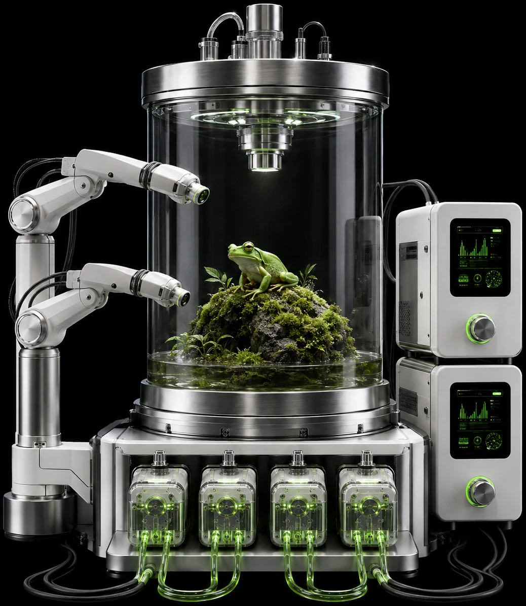 Amphibia sequencing bioreactor with live specimen chamber